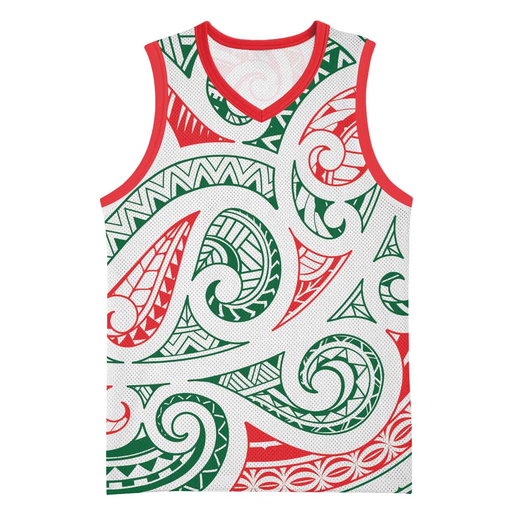 New Zealand Kowhaiwhai Christmas Basketball Jersey Traditional Maori Koru Pattern - Aussie Hoodie