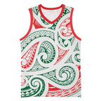 New Zealand Kowhaiwhai Christmas Basketball Jersey Traditional Maori Koru Pattern - Aussie Hoodie