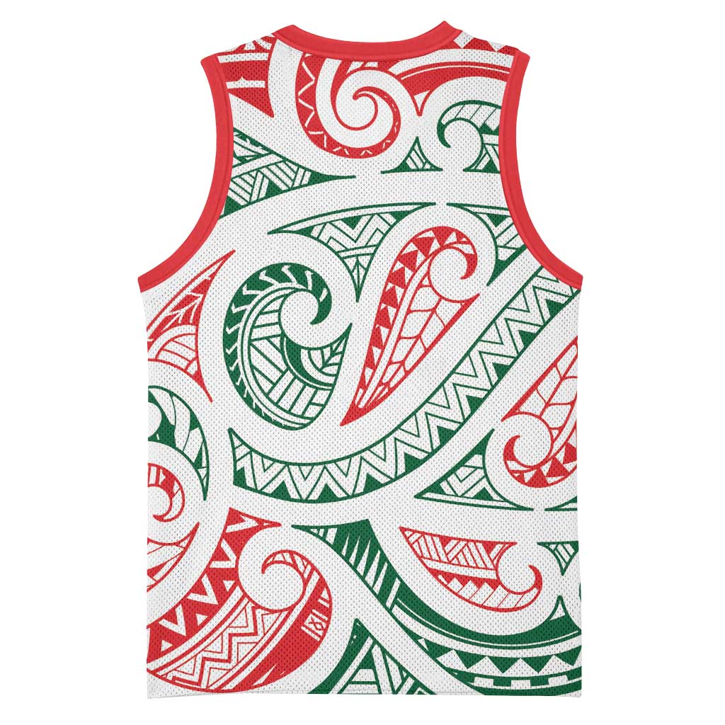 New Zealand Kowhaiwhai Christmas Basketball Jersey Traditional Maori Koru Pattern - Aussie Hoodie