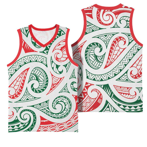 New Zealand Kowhaiwhai Christmas Basketball Jersey Traditional Maori Koru Pattern - Aussie Hoodie