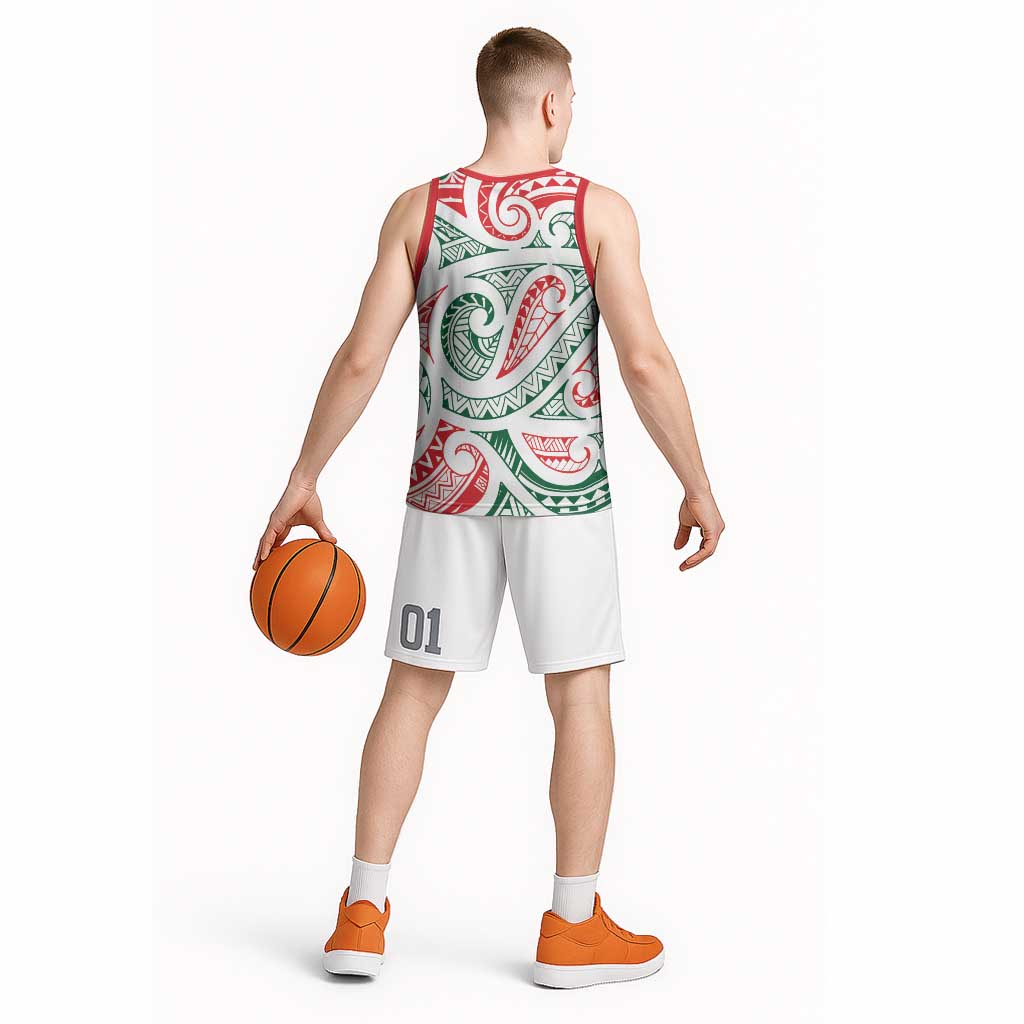 New Zealand Kowhaiwhai Christmas Basketball Jersey Traditional Maori Koru Pattern - Aussie Hoodie