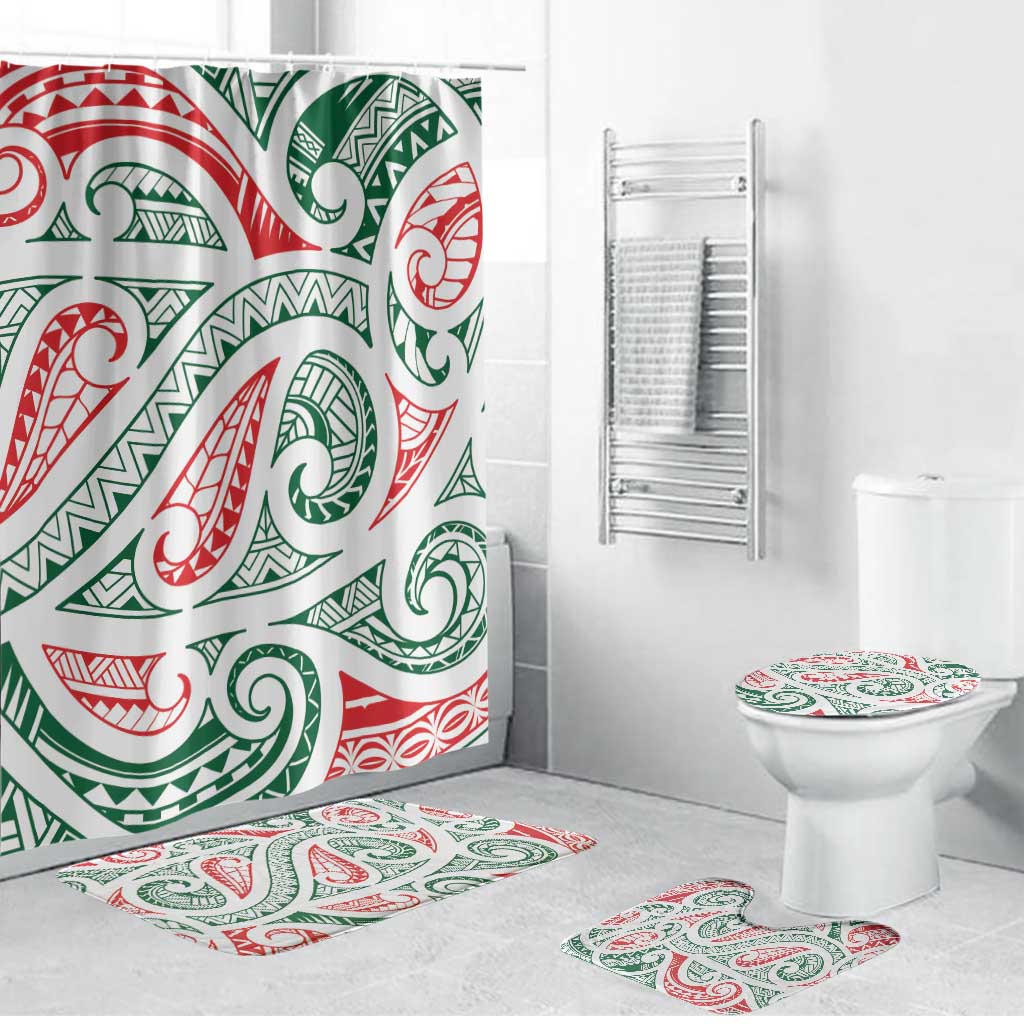 New Zealand Kowhaiwhai Christmas Bathroom Set Traditional Maori Koru Pattern - Aussie Hoodie