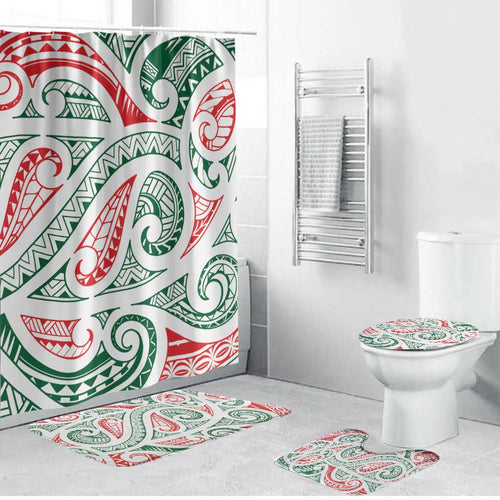 New Zealand Kowhaiwhai Christmas Bathroom Set Traditional Maori Koru Pattern - Aussie Hoodie