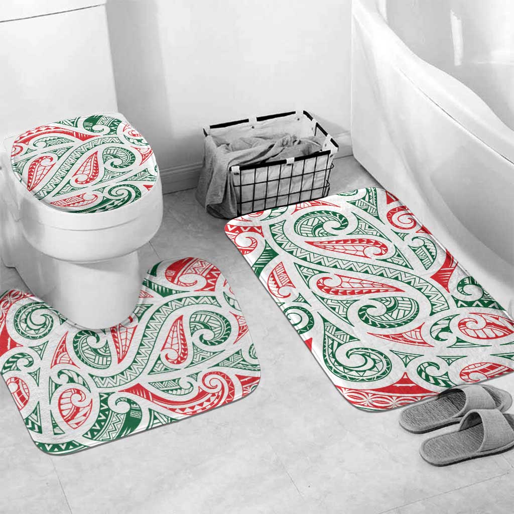New Zealand Kowhaiwhai Christmas Bathroom Set Traditional Maori Koru Pattern - Aussie Hoodie
