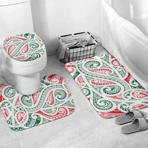New Zealand Kowhaiwhai Christmas Bathroom Set Traditional Maori Koru Pattern - Aussie Hoodie