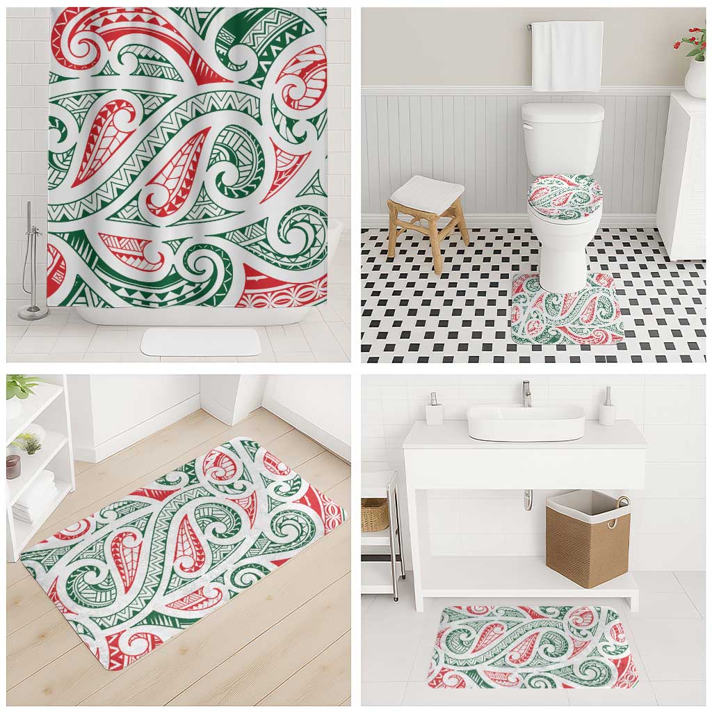 New Zealand Kowhaiwhai Christmas Bathroom Set Traditional Maori Koru Pattern - Aussie Hoodie
