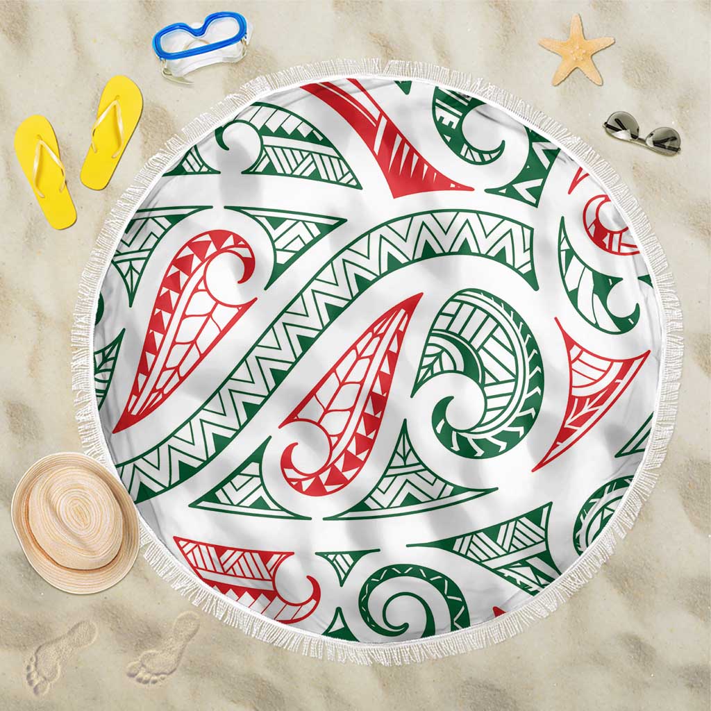 New Zealand Kowhaiwhai Christmas Beach Blanket Traditional Maori Koru Pattern - Aussie Hoodie