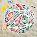 New Zealand Kowhaiwhai Christmas Beach Blanket Traditional Maori Koru Pattern - Aussie Hoodie