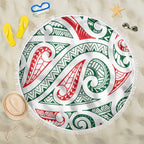 New Zealand Kowhaiwhai Christmas Beach Blanket Traditional Maori Koru Pattern - Aussie Hoodie