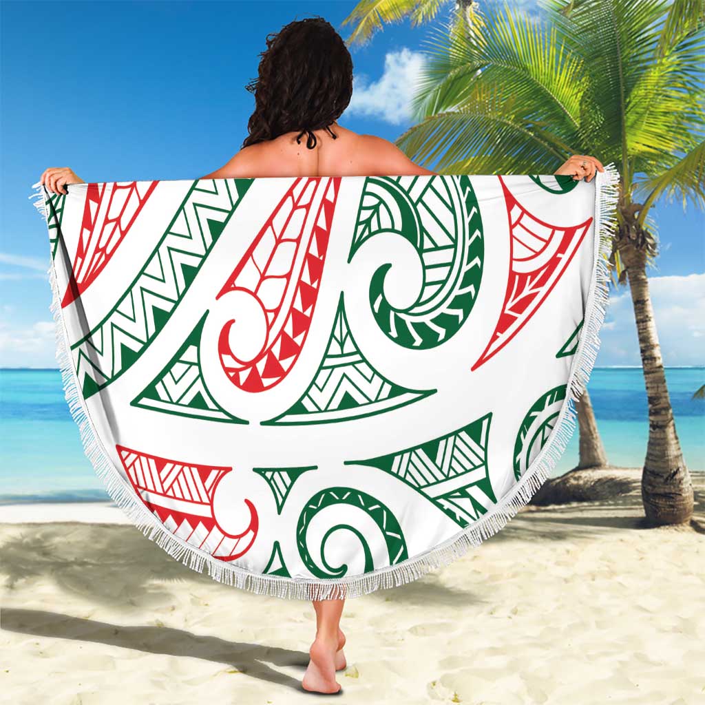 New Zealand Kowhaiwhai Christmas Beach Blanket Traditional Maori Koru Pattern - Aussie Hoodie