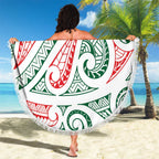 New Zealand Kowhaiwhai Christmas Beach Blanket Traditional Maori Koru Pattern - Aussie Hoodie