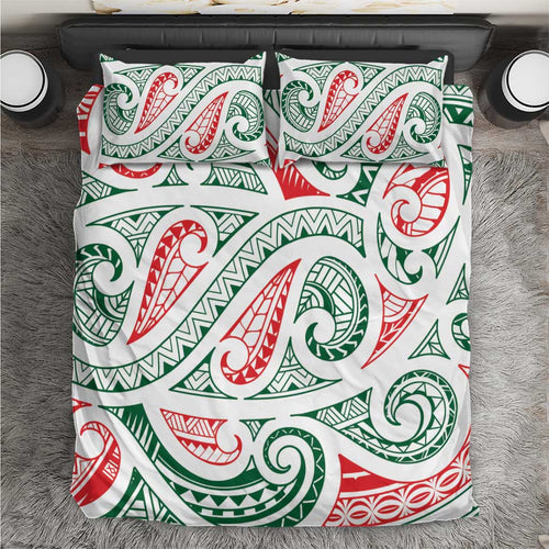 New Zealand Kowhaiwhai Christmas Bedding Set Traditional Maori Koru Pattern - Aussie Hoodie