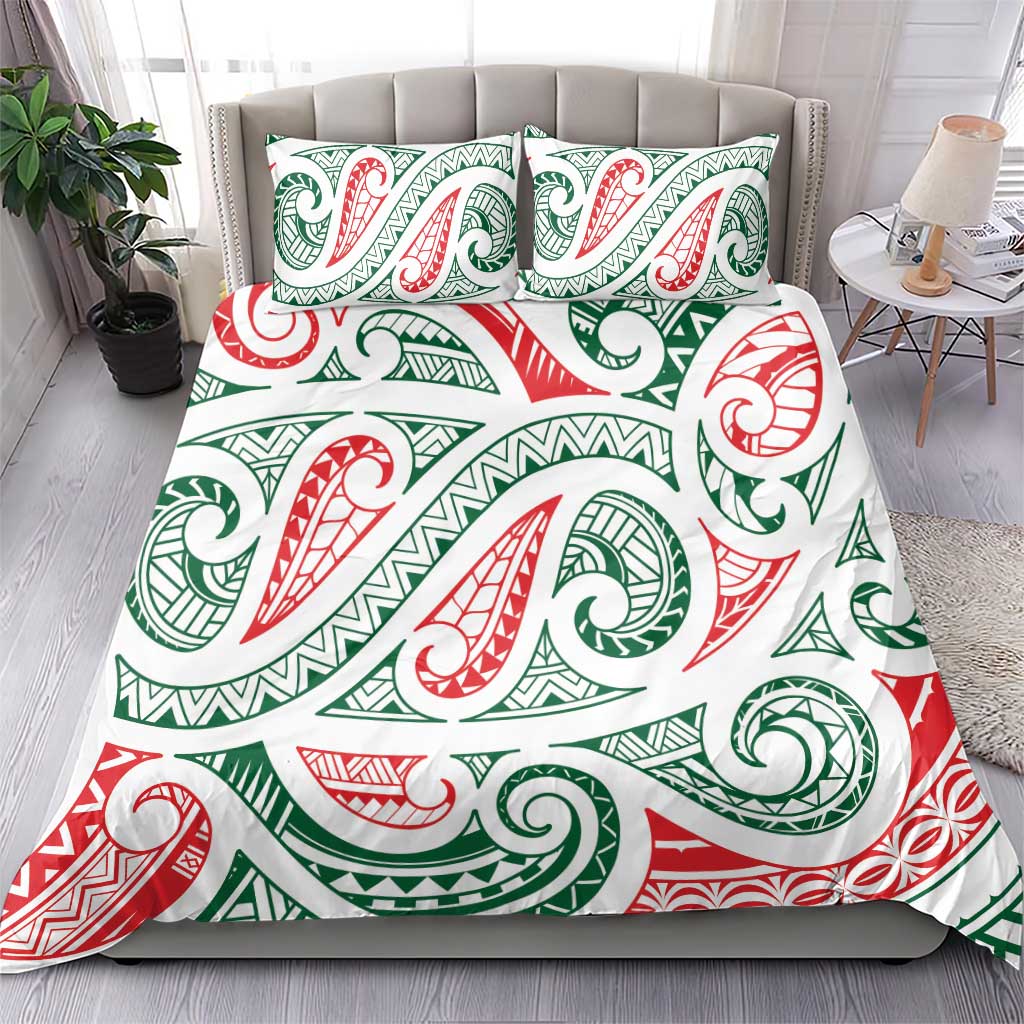 New Zealand Kowhaiwhai Christmas Bedding Set Traditional Maori Koru Pattern - Aussie Hoodie