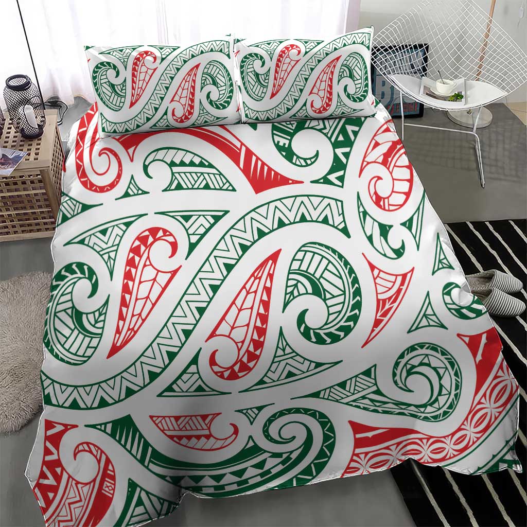 New Zealand Kowhaiwhai Christmas Bedding Set Traditional Maori Koru Pattern - Aussie Hoodie