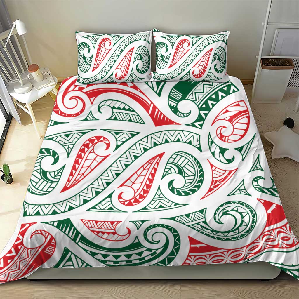 New Zealand Kowhaiwhai Christmas Bedding Set Traditional Maori Koru Pattern - Aussie Hoodie