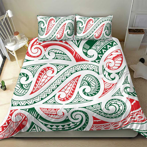 New Zealand Kowhaiwhai Christmas Bedding Set Traditional Maori Koru Pattern - Aussie Hoodie