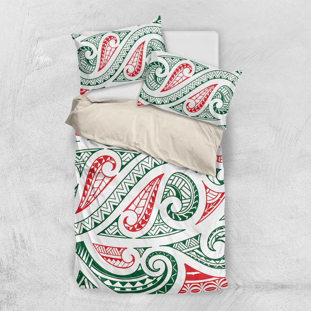 New Zealand Kowhaiwhai Christmas Bedding Set Traditional Maori Koru Pattern - Aussie Hoodie