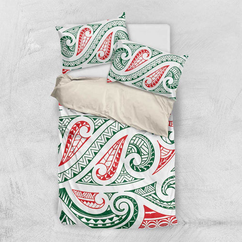 New Zealand Kowhaiwhai Christmas Bedding Set Traditional Maori Koru Pattern - Aussie Hoodie