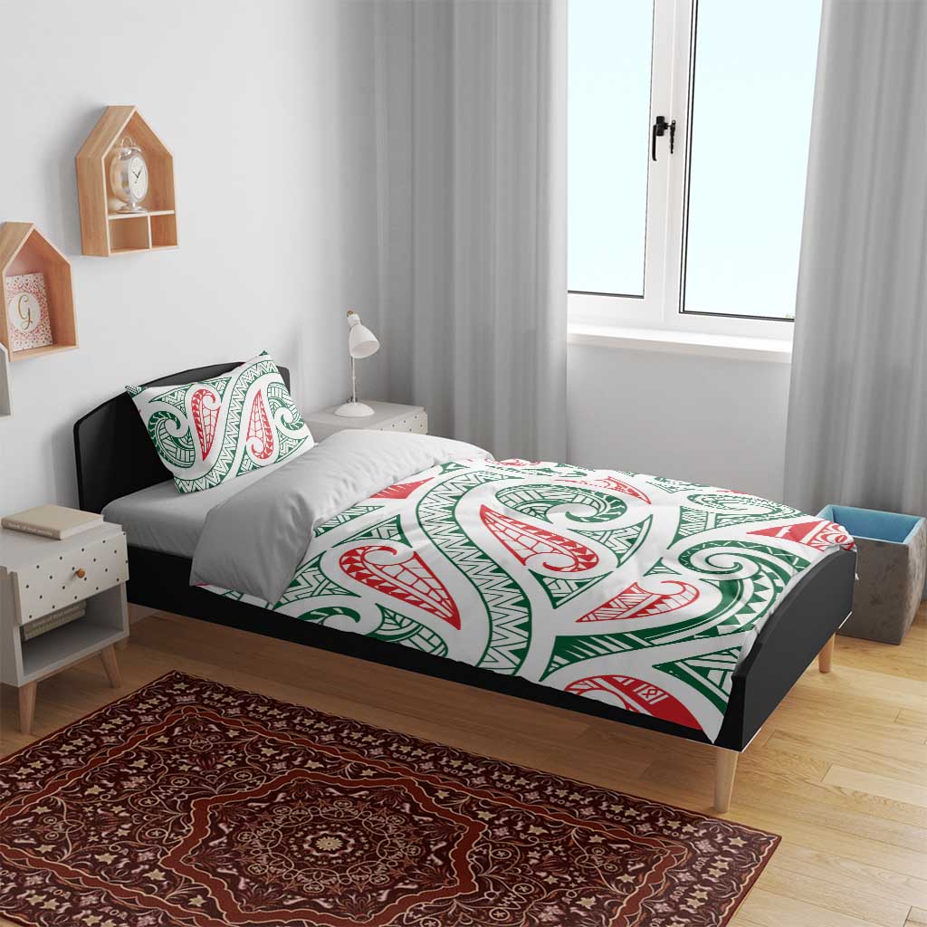 New Zealand Kowhaiwhai Christmas Bedding Set Traditional Maori Koru Pattern - Aussie Hoodie