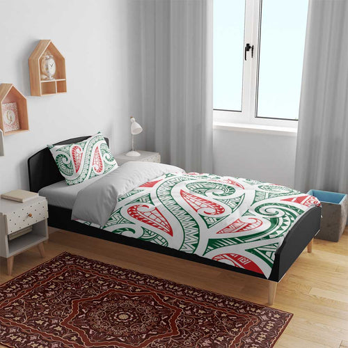 New Zealand Kowhaiwhai Christmas Bedding Set Traditional Maori Koru Pattern - Aussie Hoodie