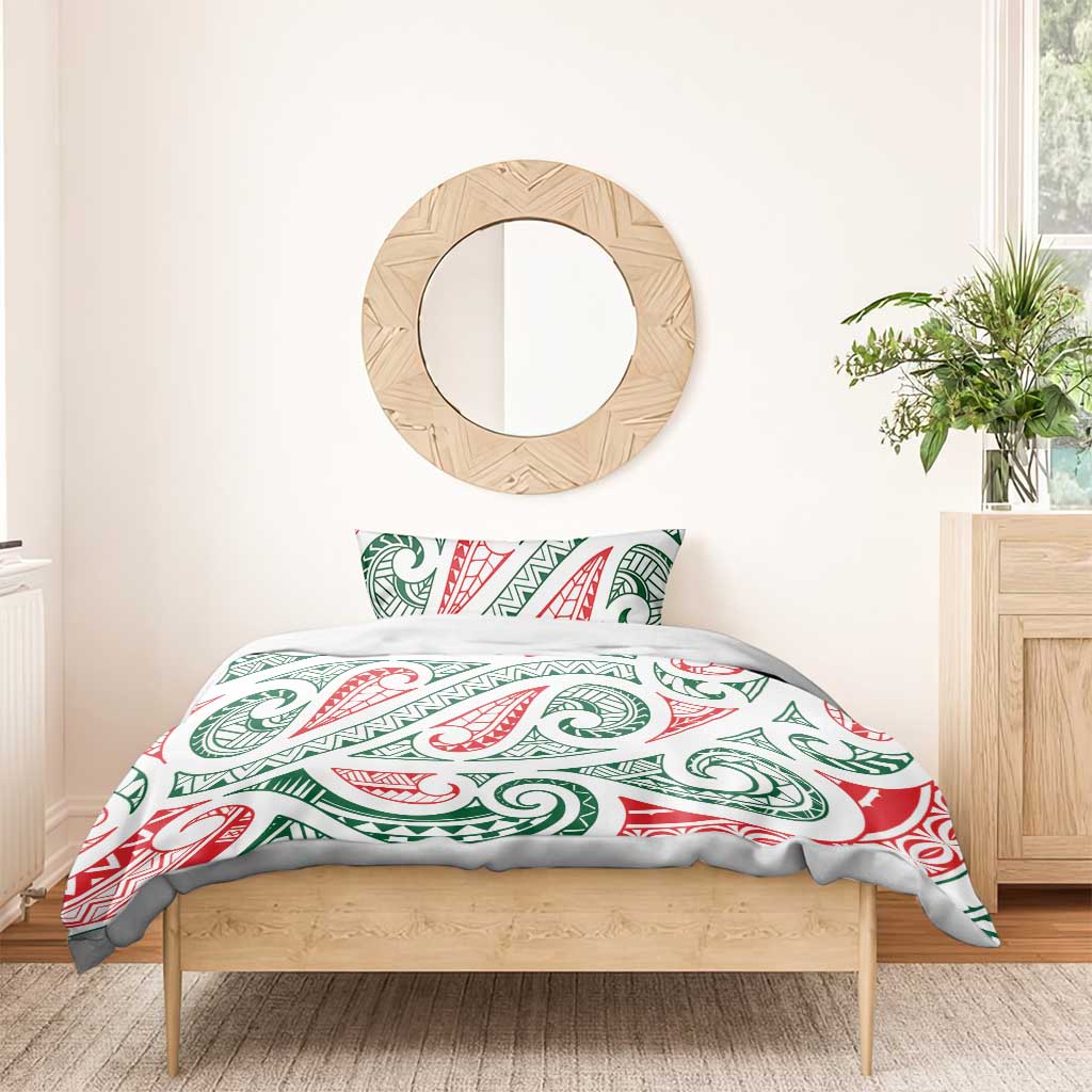 New Zealand Kowhaiwhai Christmas Bedding Set Traditional Maori Koru Pattern - Aussie Hoodie