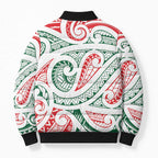 New Zealand Kowhaiwhai Christmas Bomber Puffer Jacket Traditional Maori Koru Pattern - Aussie Hoodie