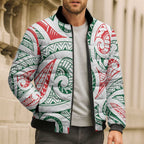 New Zealand Kowhaiwhai Christmas Bomber Puffer Jacket Traditional Maori Koru Pattern - Aussie Hoodie