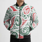 New Zealand Kowhaiwhai Christmas Bomber Puffer Jacket Traditional Maori Koru Pattern - Aussie Hoodie