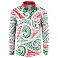 New Zealand Kowhaiwhai Christmas Button Sweatshirt Traditional Maori Koru Pattern - Aussie Hoodie
