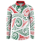 New Zealand Kowhaiwhai Christmas Button Sweatshirt Traditional Maori Koru Pattern - Aussie Hoodie