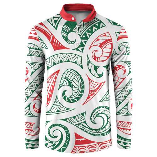 New Zealand Kowhaiwhai Christmas Button Sweatshirt Traditional Maori Koru Pattern - Aussie Hoodie