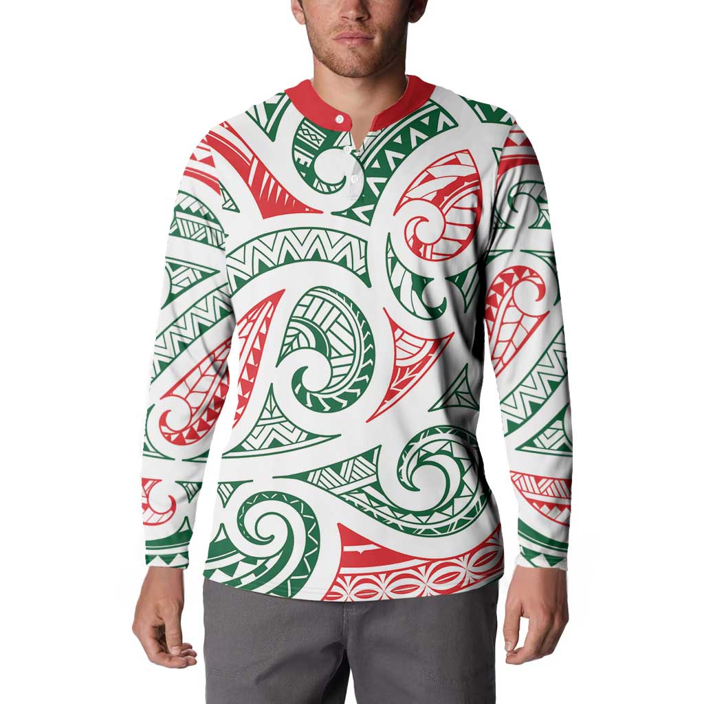 New Zealand Kowhaiwhai Christmas Button Sweatshirt Traditional Maori Koru Pattern - Aussie Hoodie