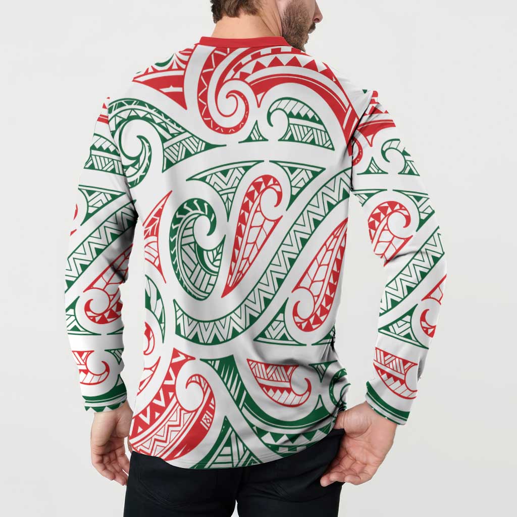 New Zealand Kowhaiwhai Christmas Button Sweatshirt Traditional Maori Koru Pattern - Aussie Hoodie