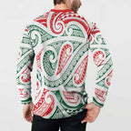 New Zealand Kowhaiwhai Christmas Button Sweatshirt Traditional Maori Koru Pattern - Aussie Hoodie