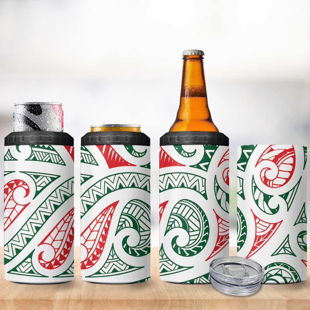 New Zealand Kowhaiwhai Christmas 4 in 1 Can Cooler Tumbler Traditional Maori Koru Pattern - Aussie Hoodie