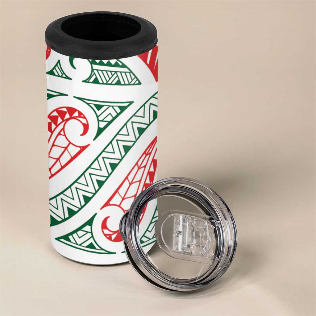 New Zealand Kowhaiwhai Christmas 4 in 1 Can Cooler Tumbler Traditional Maori Koru Pattern - Aussie Hoodie