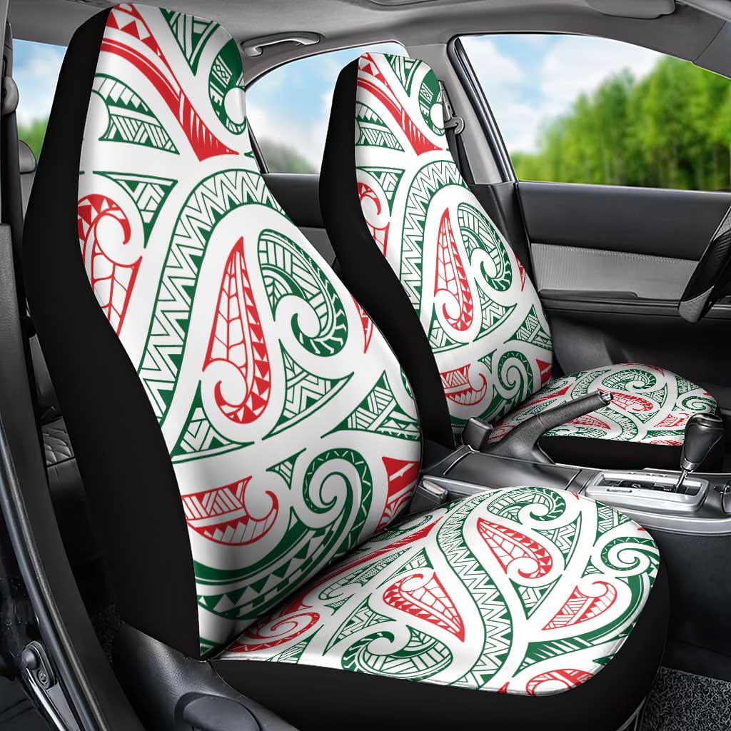 New Zealand Kowhaiwhai Christmas Car Seat Cover Traditional Maori Koru Pattern - Aussie Hoodie