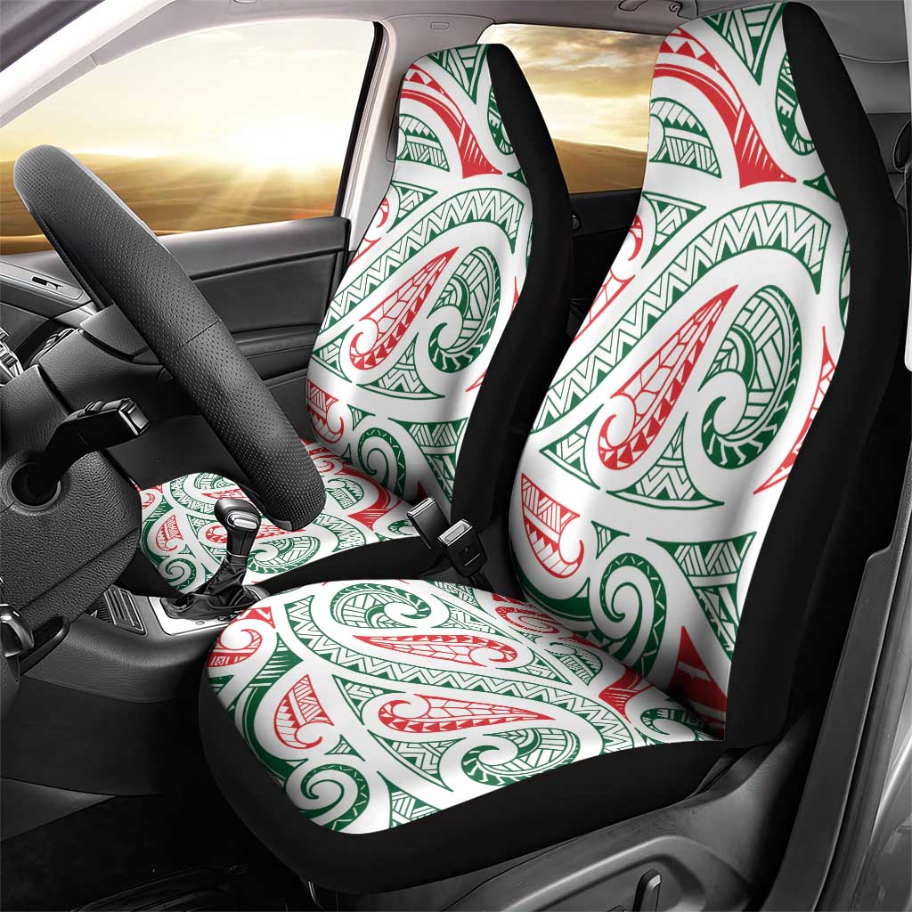 New Zealand Kowhaiwhai Christmas Car Seat Cover Traditional Maori Koru Pattern - Aussie Hoodie