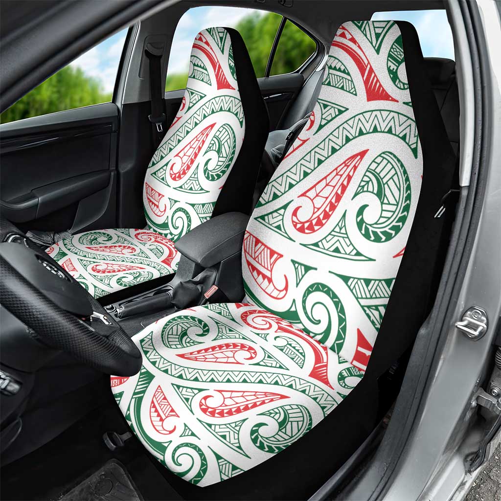 New Zealand Kowhaiwhai Christmas Car Seat Cover Traditional Maori Koru Pattern - Aussie Hoodie