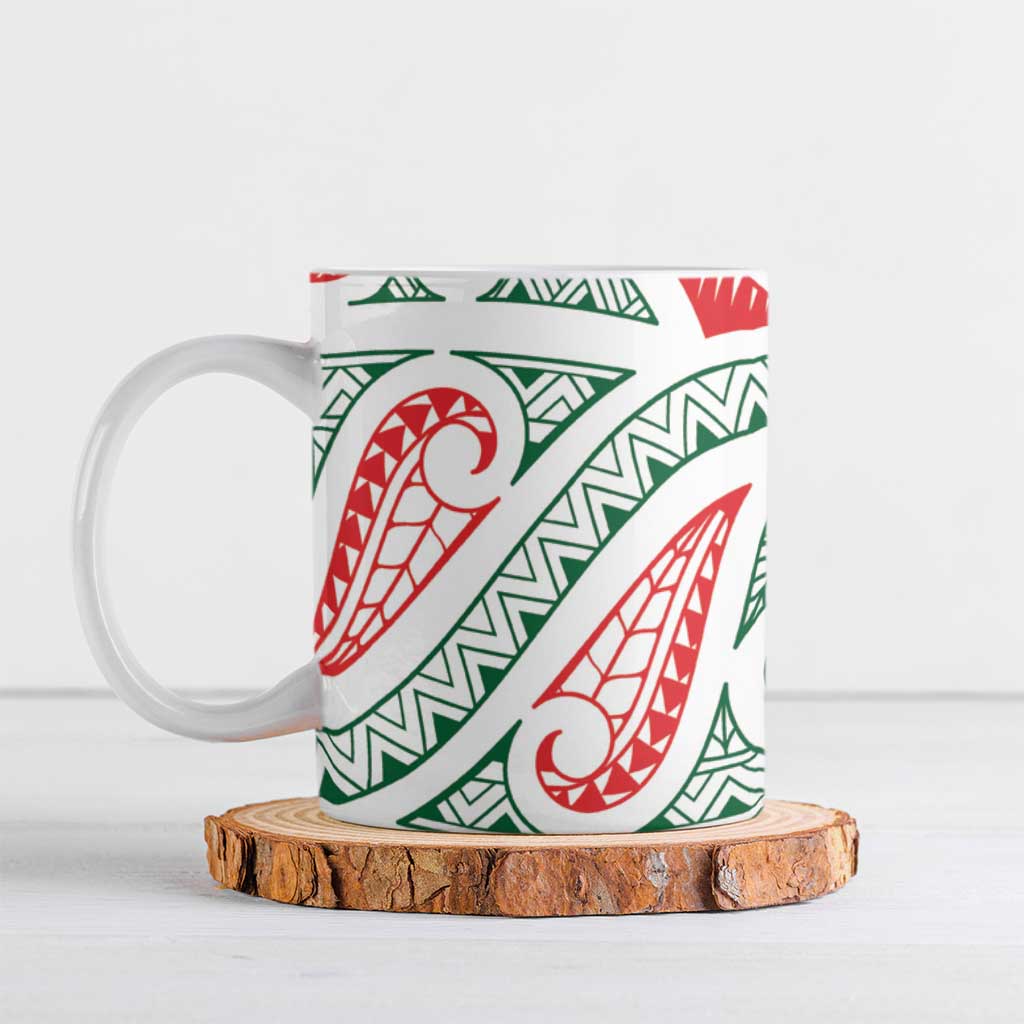 New Zealand Kowhaiwhai Christmas Ceramic Mug Traditional Maori Koru Pattern - Aussie Hoodie