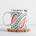 New Zealand Kowhaiwhai Christmas Ceramic Mug Traditional Maori Koru Pattern - Aussie Hoodie