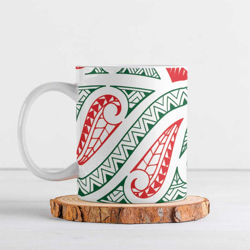 New Zealand Kowhaiwhai Christmas Ceramic Mug Traditional Maori Koru Pattern - Aussie Hoodie