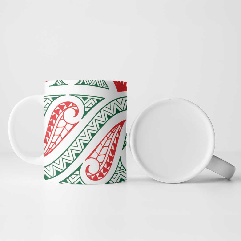 New Zealand Kowhaiwhai Christmas Ceramic Mug Traditional Maori Koru Pattern - Aussie Hoodie
