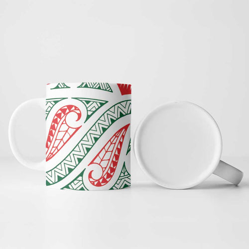 New Zealand Kowhaiwhai Christmas Ceramic Mug Traditional Maori Koru Pattern - Aussie Hoodie