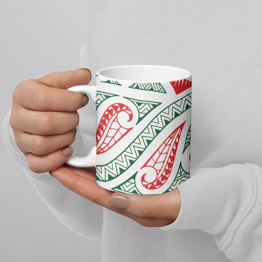 New Zealand Kowhaiwhai Christmas Ceramic Mug Traditional Maori Koru Pattern - Aussie Hoodie