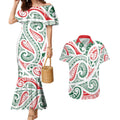 New Zealand Kowhaiwhai Christmas Couples Matching Mermaid Dress and Hawaiian Shirt Traditional Maori Koru Pattern - Aussie Hoodie