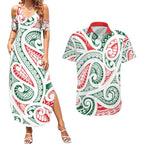 New Zealand Kowhaiwhai Christmas Couples Matching Summer Maxi Dress and Hawaiian Shirt Traditional Maori Koru Pattern - Aussie Hoodie