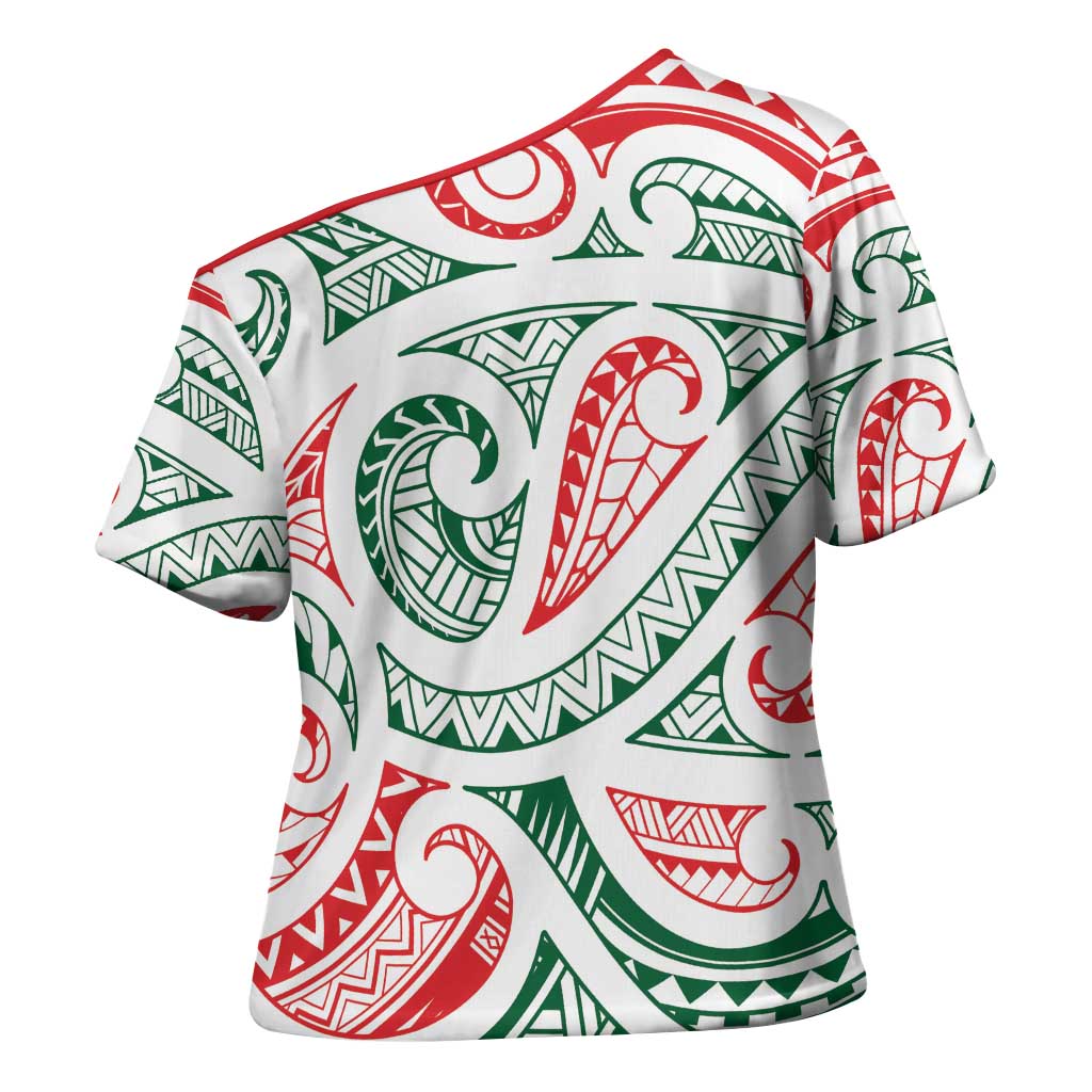 New Zealand Kowhaiwhai Christmas Cross Shoulder Shirt Traditional Maori Koru Pattern - Aussie Hoodie