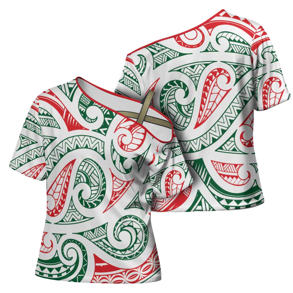 New Zealand Kowhaiwhai Christmas Cross Shoulder Shirt Traditional Maori Koru Pattern - Aussie Hoodie
