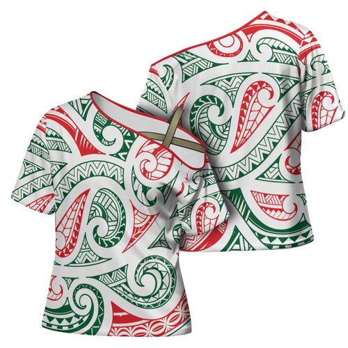 New Zealand Kowhaiwhai Christmas Cross Shoulder Shirt Traditional Maori Koru Pattern - Aussie Hoodie